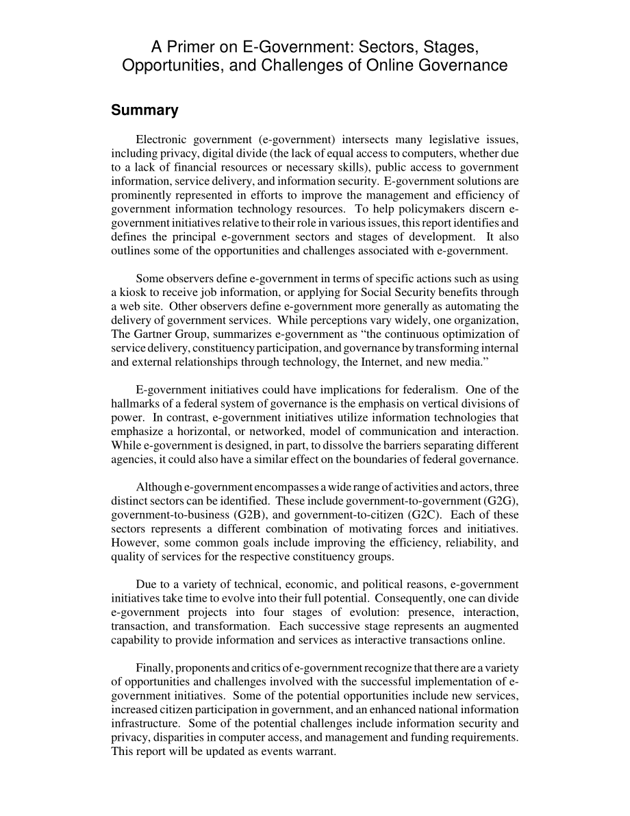 [20030128]RL31057_电子政务入门：在线治理的部门、阶段、机遇和挑战.pdf_第2页