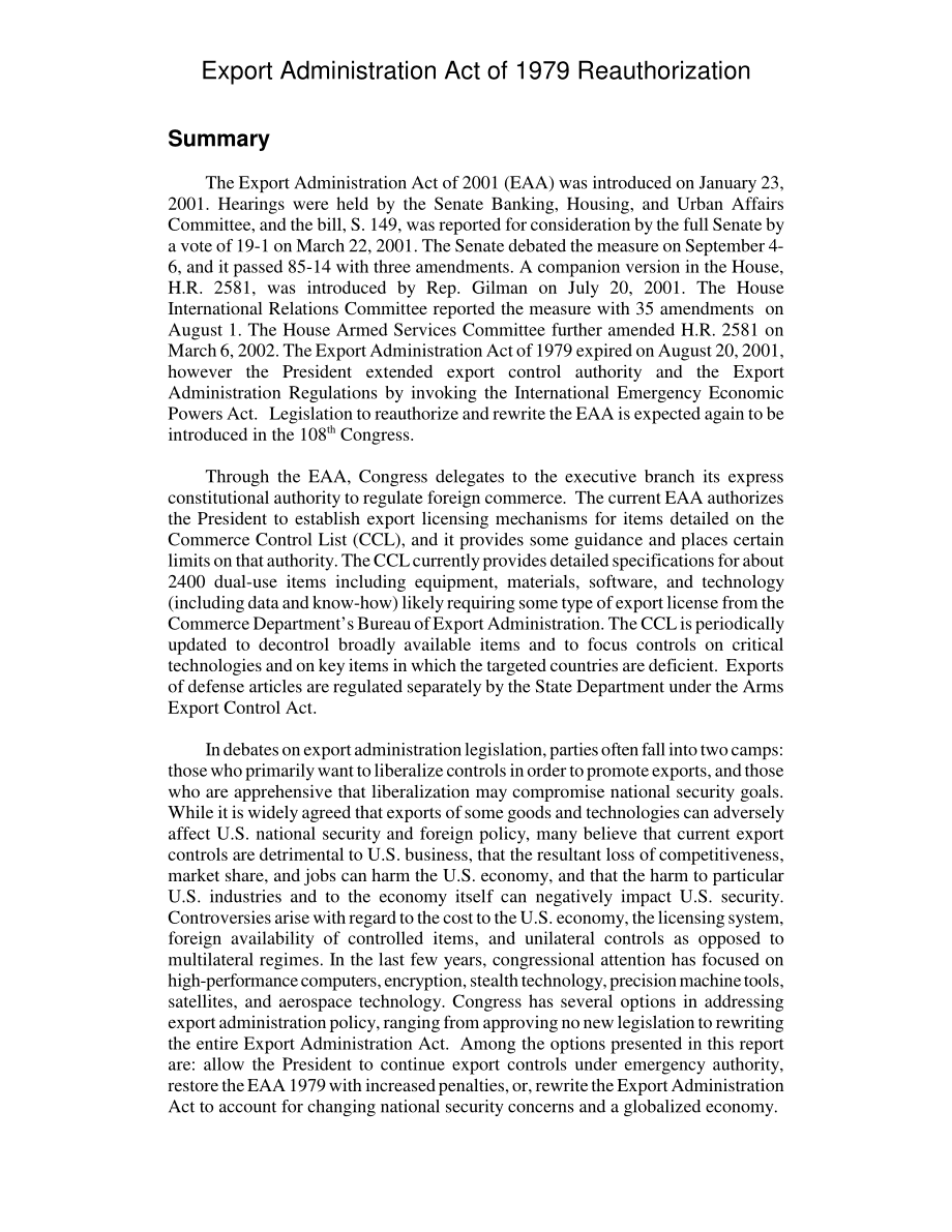 [20030102]RL30169_1979年出口管理法重新授权.pdf_第2页