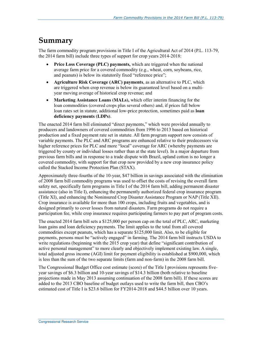 [20140328]R43448_2014年农业法案中的农产品条款（P.L113-79).pdf_第2页