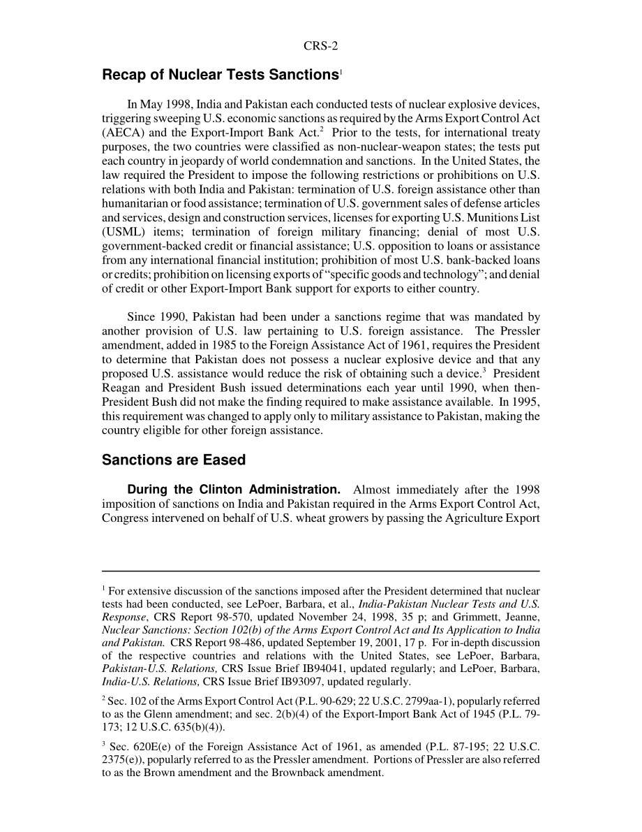 [20030203]RS20995_印度和巴基斯坦：美国经济制裁.pdf_第2页