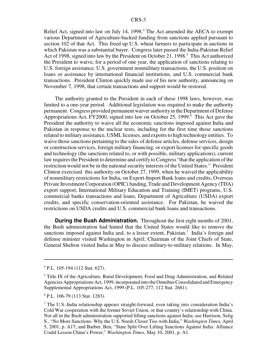 [20030203]RS20995_印度和巴基斯坦：美国经济制裁.pdf_第3页