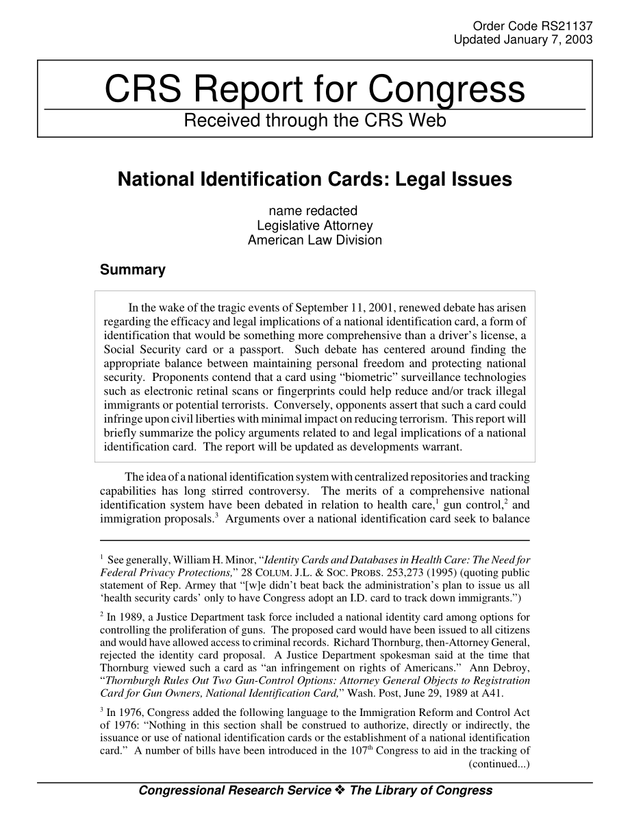 [20030107]RS21137_国民身份证：法律问题.pdf_第1页