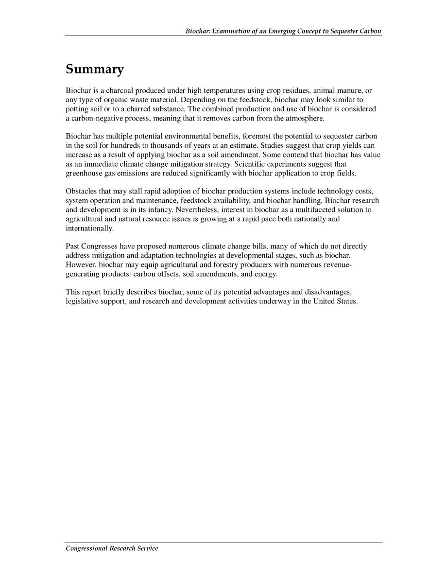 [20110111]R40186_生物炭：审查一个新兴的碳封存概念.pdf_第2页