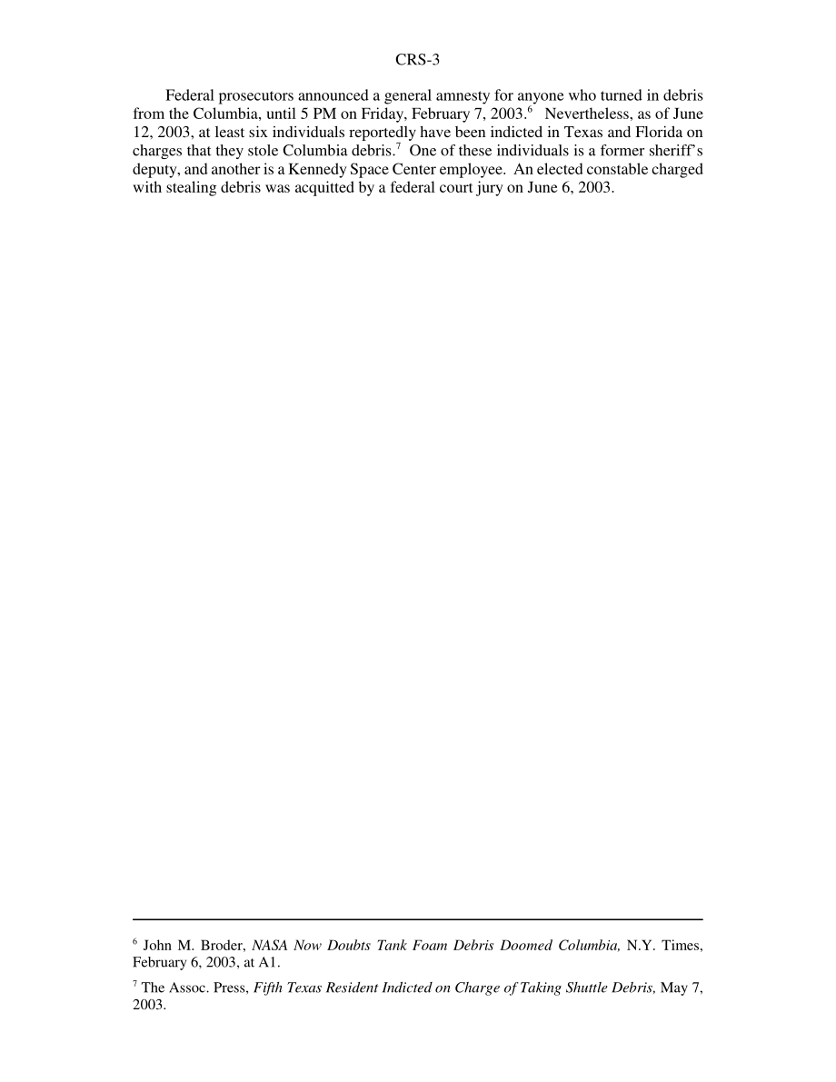 [20030612]RS21417_哥伦比亚号航天飞机碎片失窃：刑事处罚.pdf_第3页