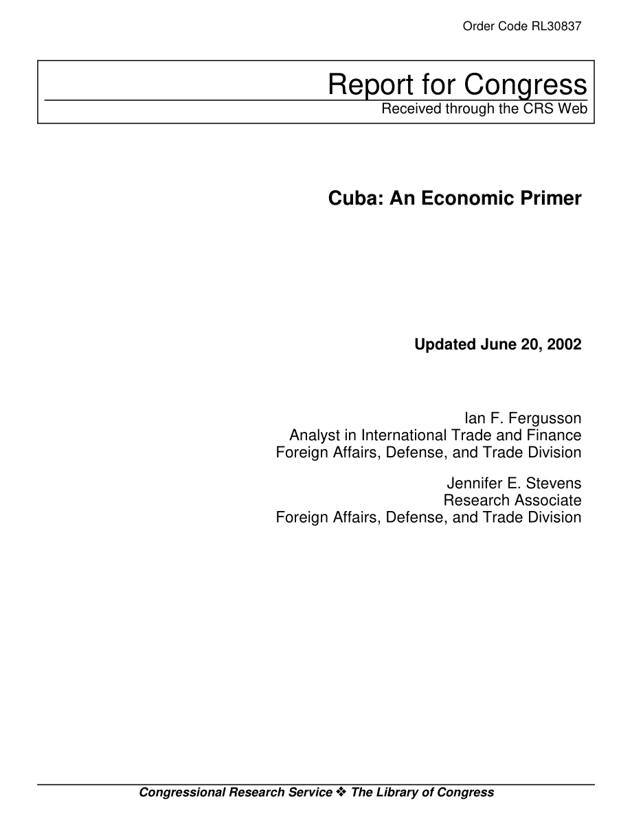 [20020620]RL30837_古巴：经济入门.pdf_第1页