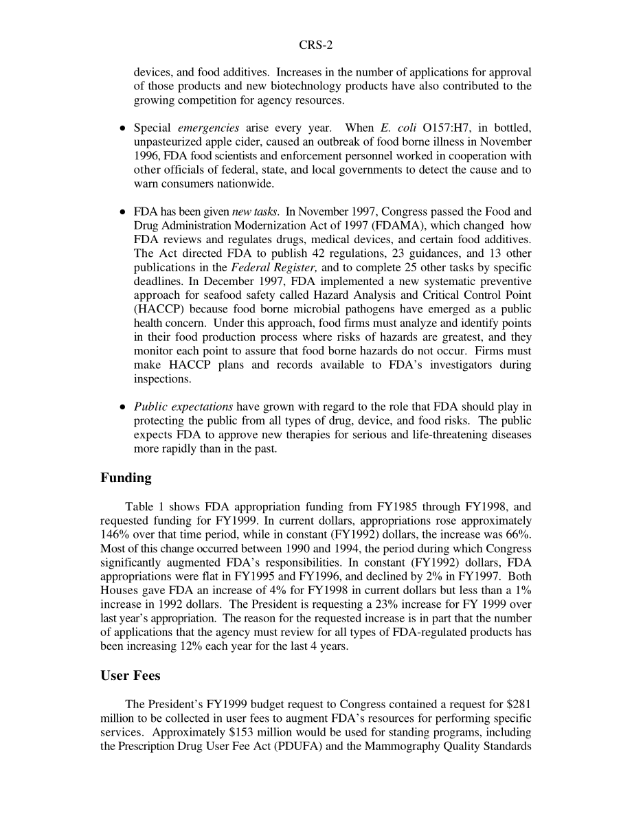 [19980609]95-422STM_美国食品和药物管理局：选定的资金和政策问题.pdf_第2页