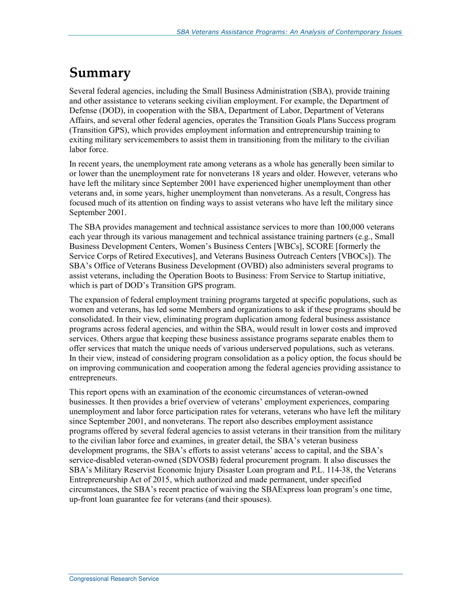 [20211209]R42695_SBA退伍军人援助计划：当代问题分析.pdf_第2页