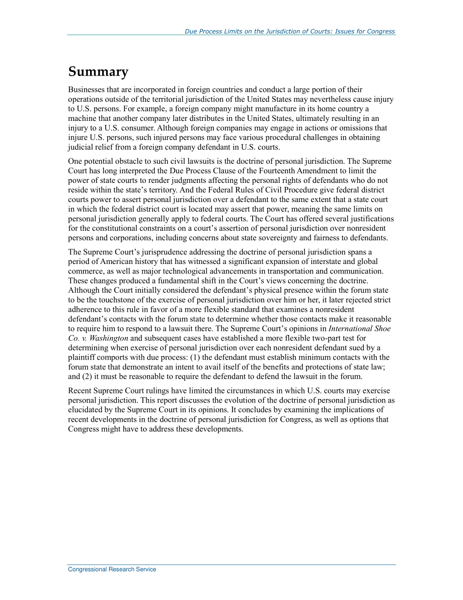 [20170914]R44957_对法院管辖权的正当程序限制：国会议题.pdf_第2页