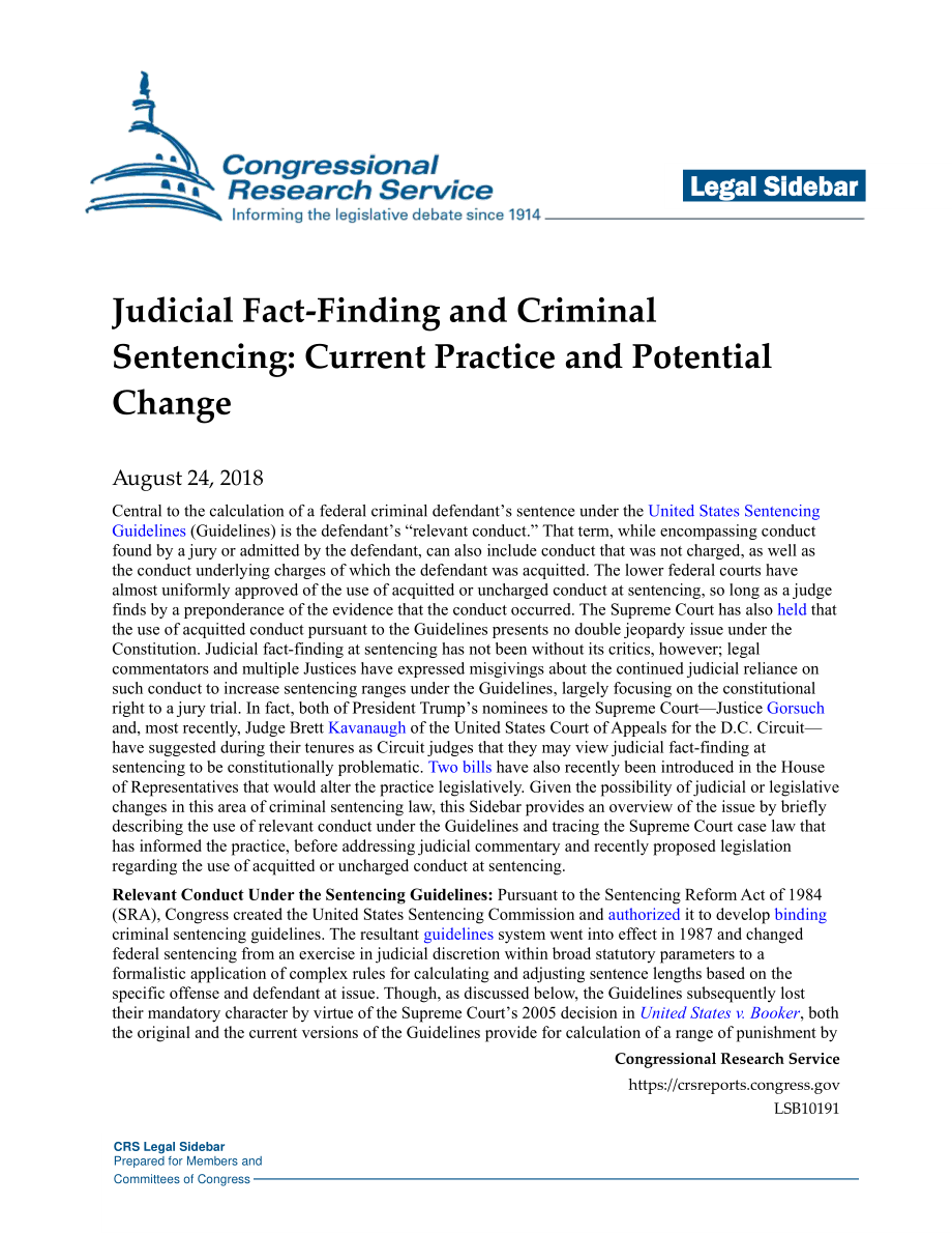 [20180824]LSB10191_司法实况调查和刑事判决：当前做法和潜在变化 .pdf_第1页