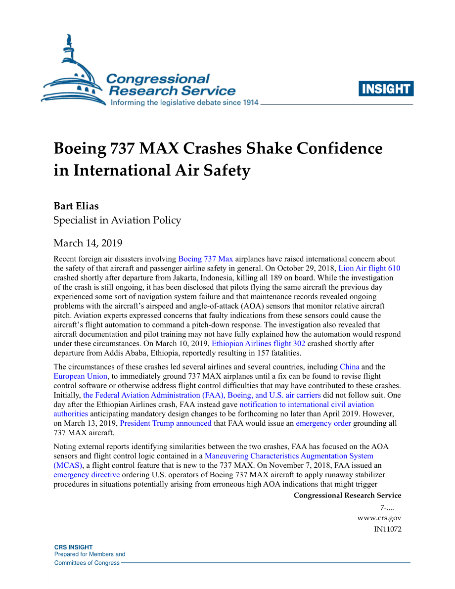 [20190314]IN11072_波音737 MAX坠毁动摇国际航空安全信心.pdf_第1页