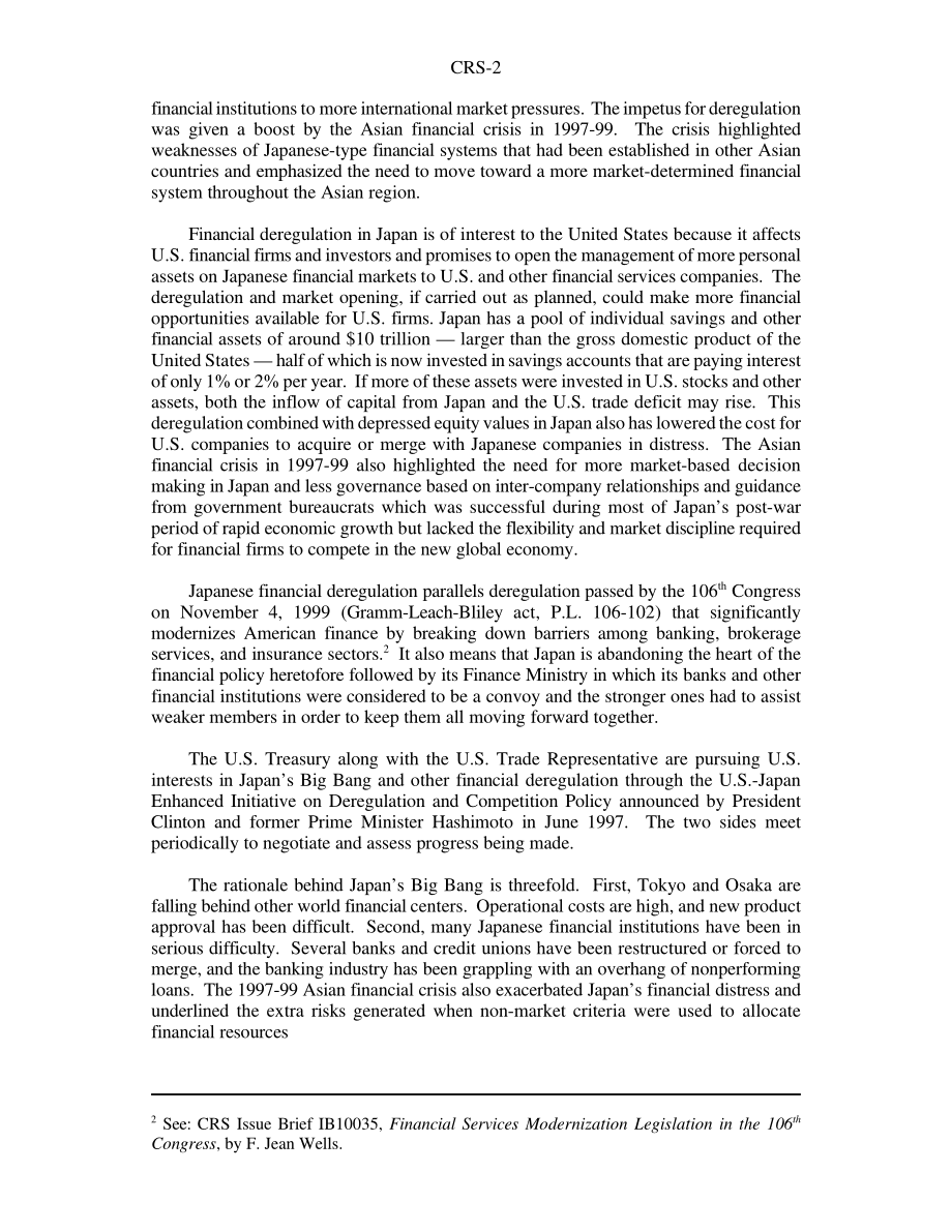 [20000615]RS20335_日本里程碑式的金融放松管制：这对美国意味着什么.pdf_第2页