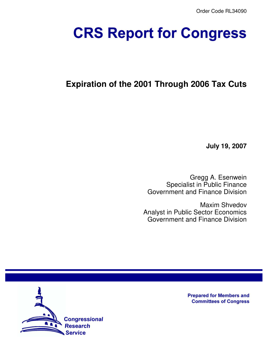 [20070719]RL34090_2001年至2006年减税政策到期.pdf_第1页