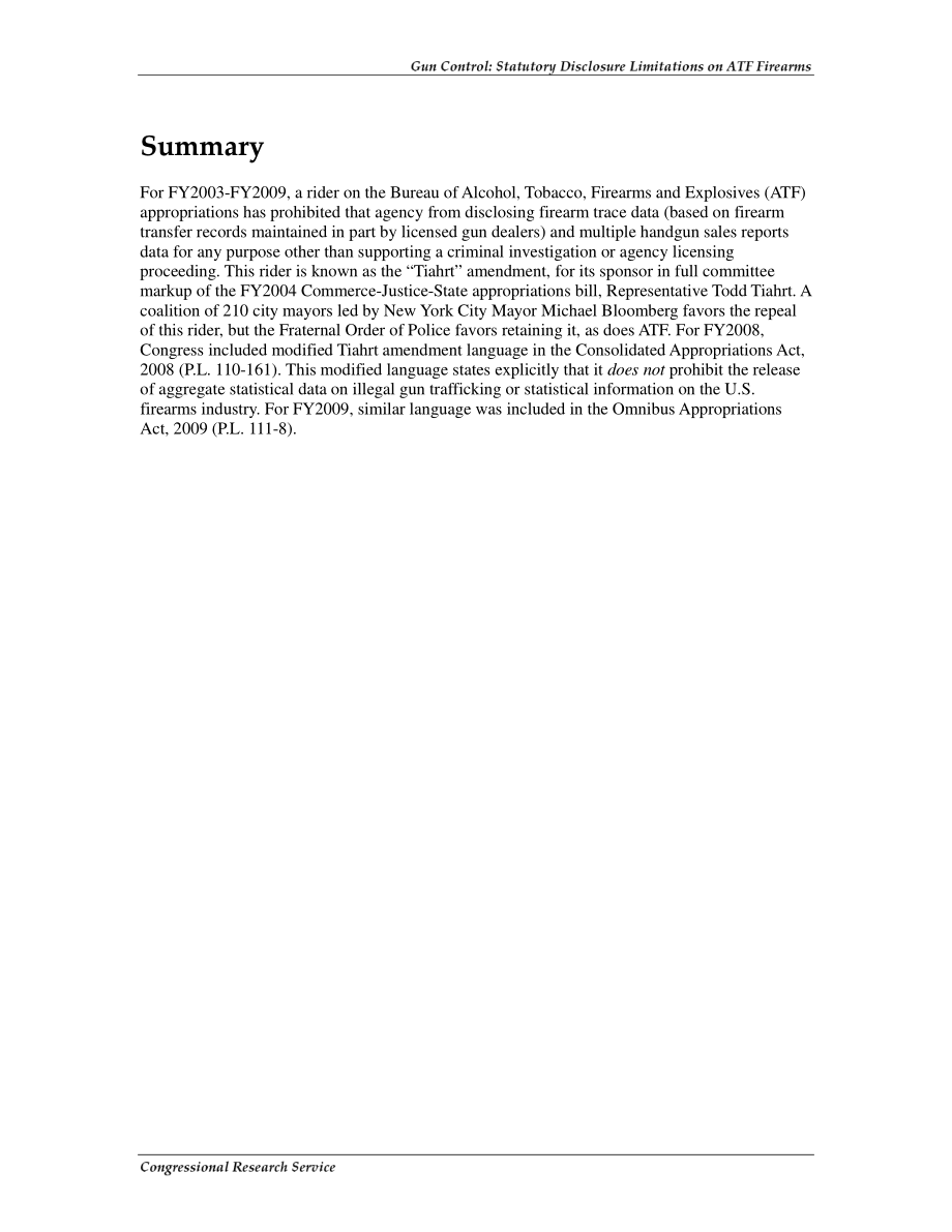 [20090527]RS22458_枪械控制：Statutory Disclosure Limitations on ATF Firearms Trace Data and Multiple Handgun Sales Reports.pdf_第2页