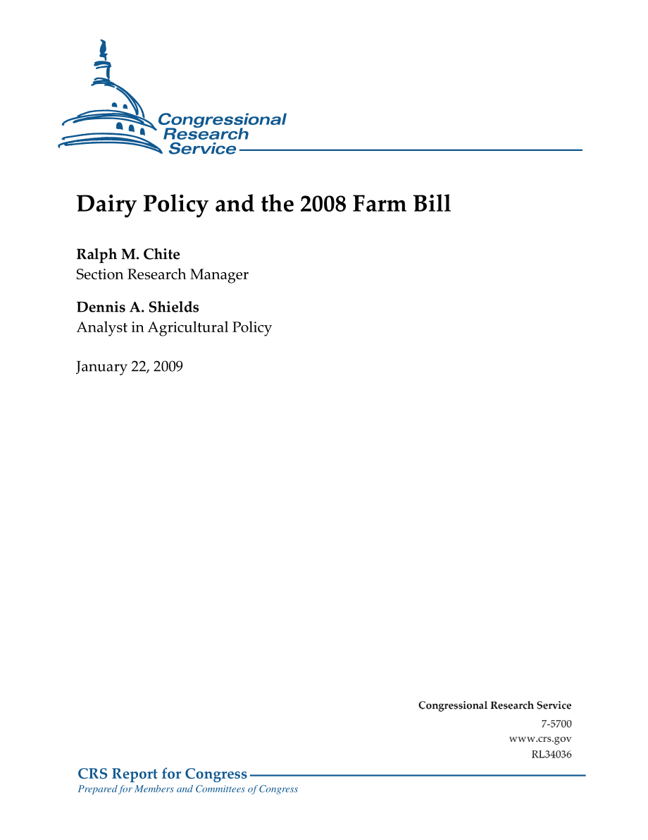 [20090122]RL34036_乳制品政策和2008年农业法案.pdf_第1页