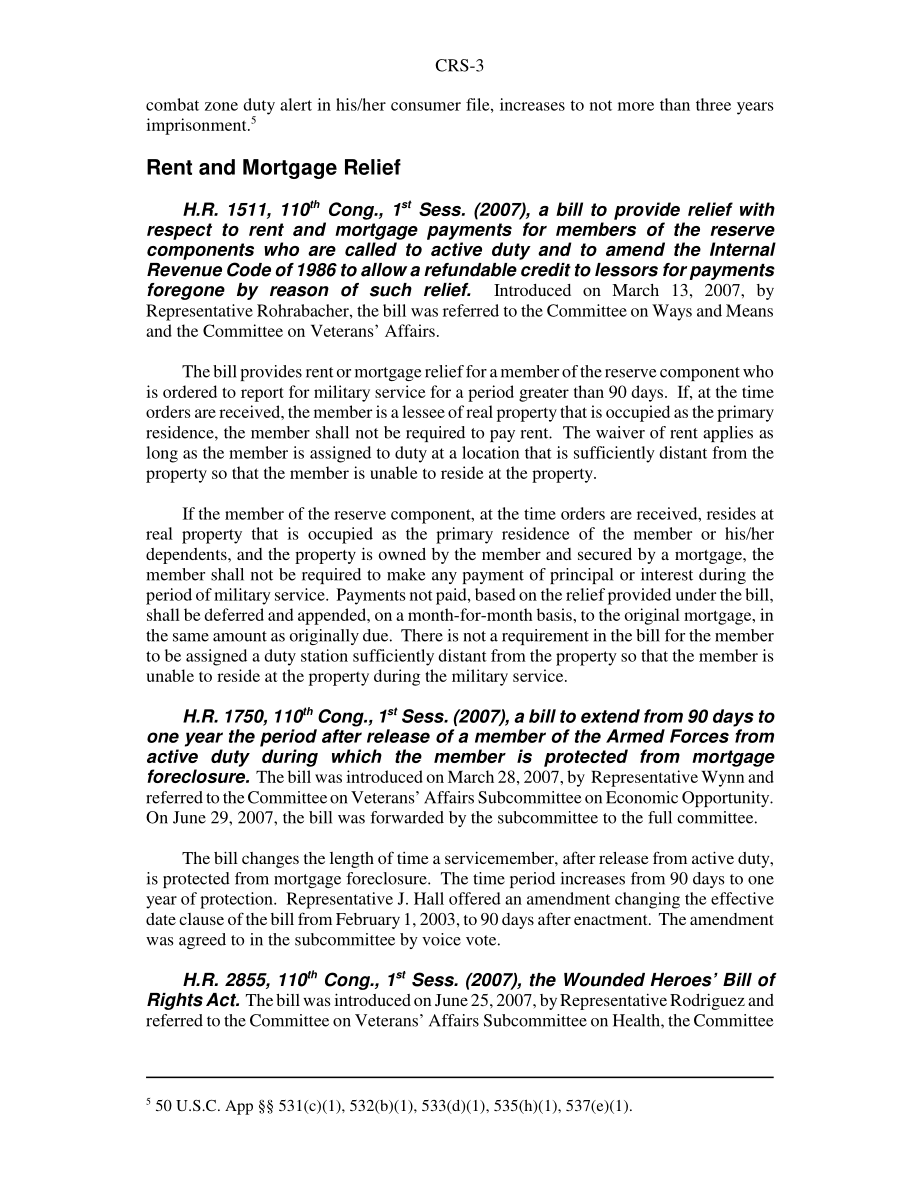 [20071010]RS22736_军人民事救济法：第110届国会提出的修正案.pdf_第3页