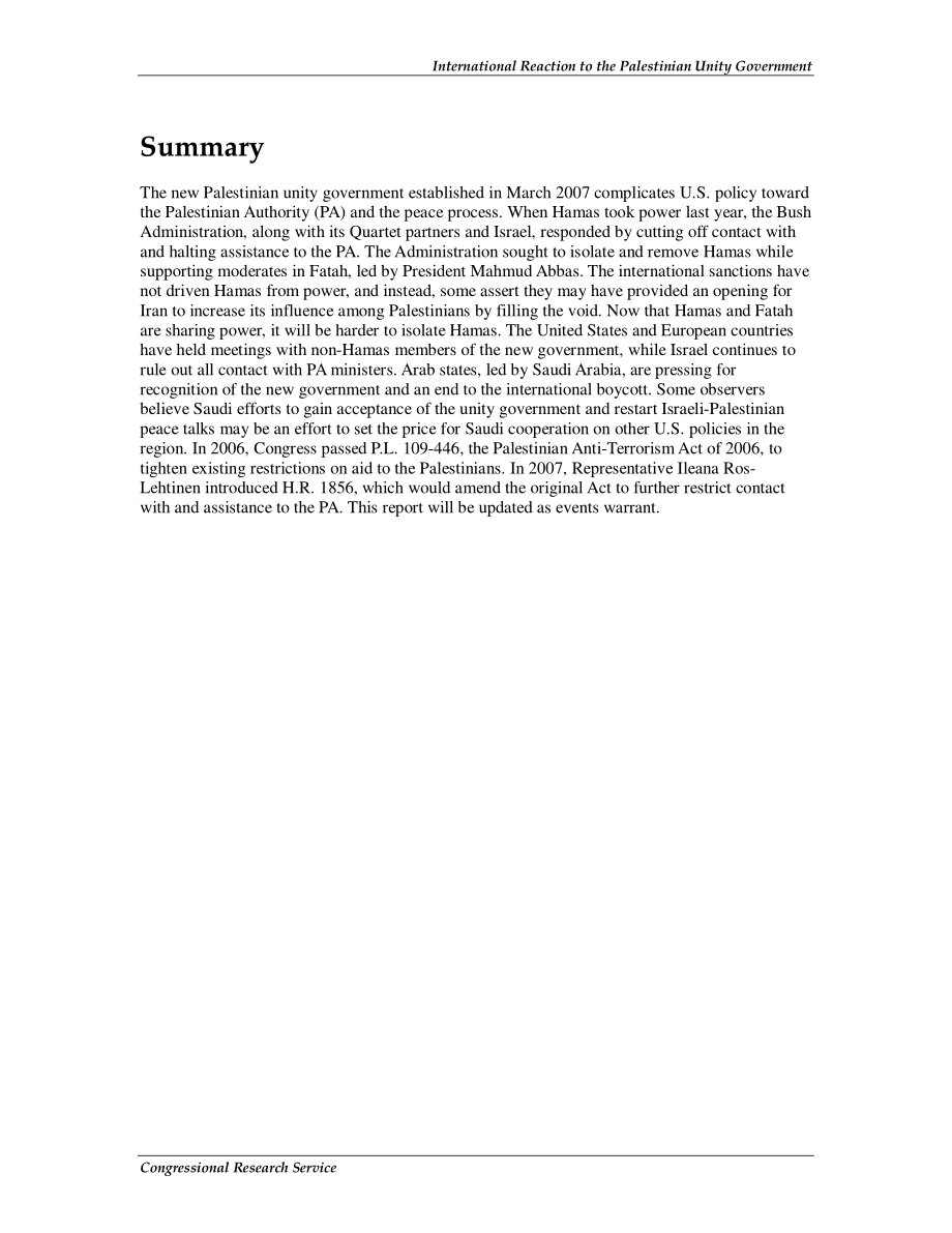 [20070509]RS22659_国际社会对巴勒斯坦统一政府的反应.pdf_第2页