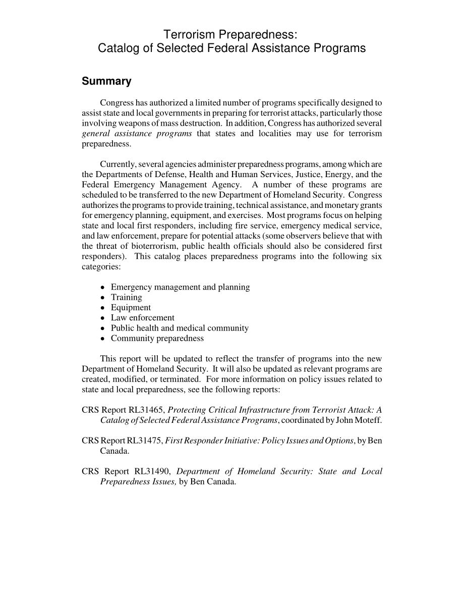 [20030106]RL31227_恐怖主义防范：选定联邦援助计划目录.pdf_第2页
