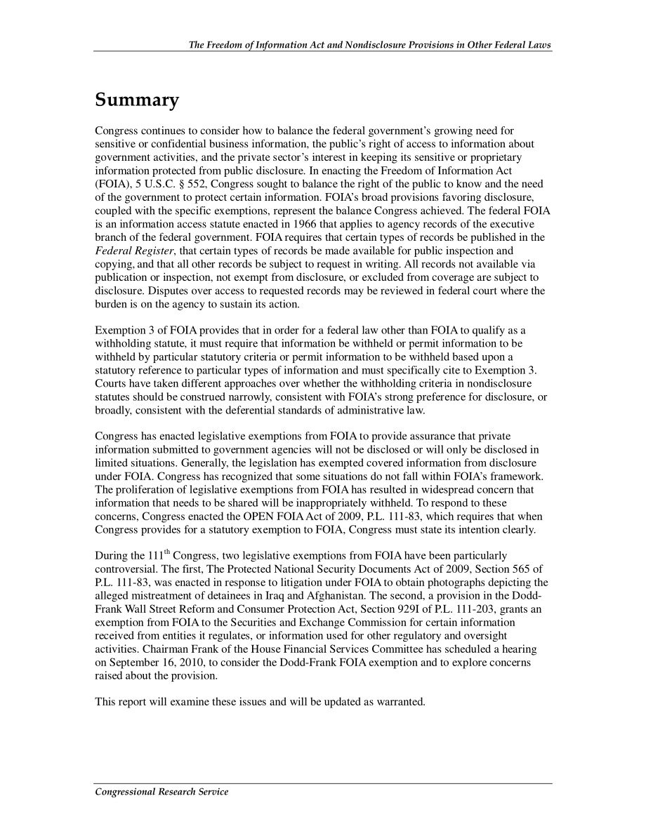 [20101213]R41406_《信息自由法》和其他联邦法律中的保密条款.pdf_第2页