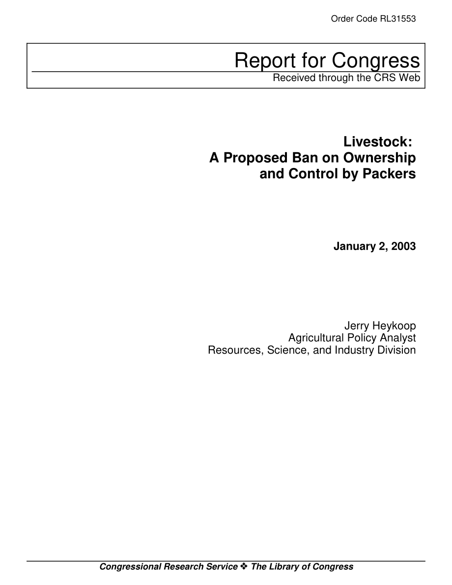 [20030102]RL31553_牲畜：拟议的封隔器所有权和控制权禁令.pdf_第1页