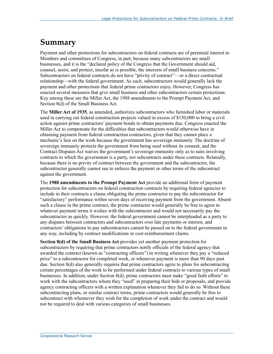 [20151218]R41230_联邦主要合同对分包商的法律保护：简言之.pdf_第2页