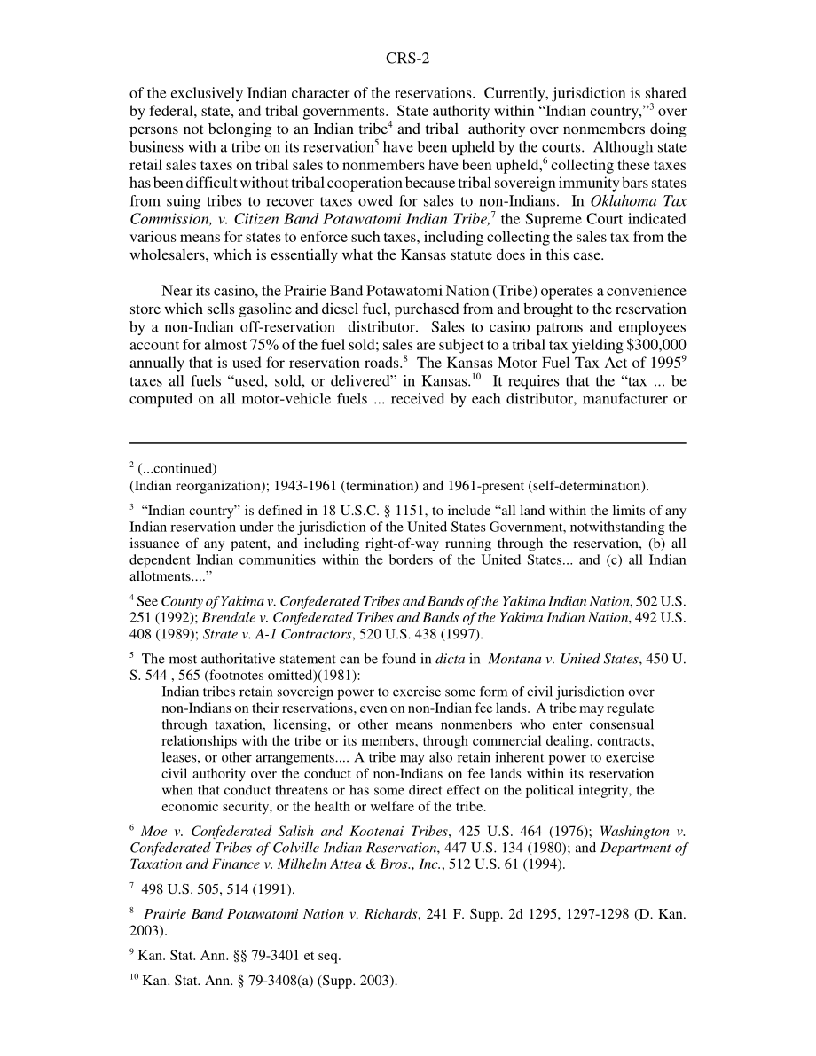 [20051209]RS22321_瓦格农诉草原乐队波塔瓦托米民族：对分配给印第安部落零售商的汽车燃料征收的州税.pdf_第2页