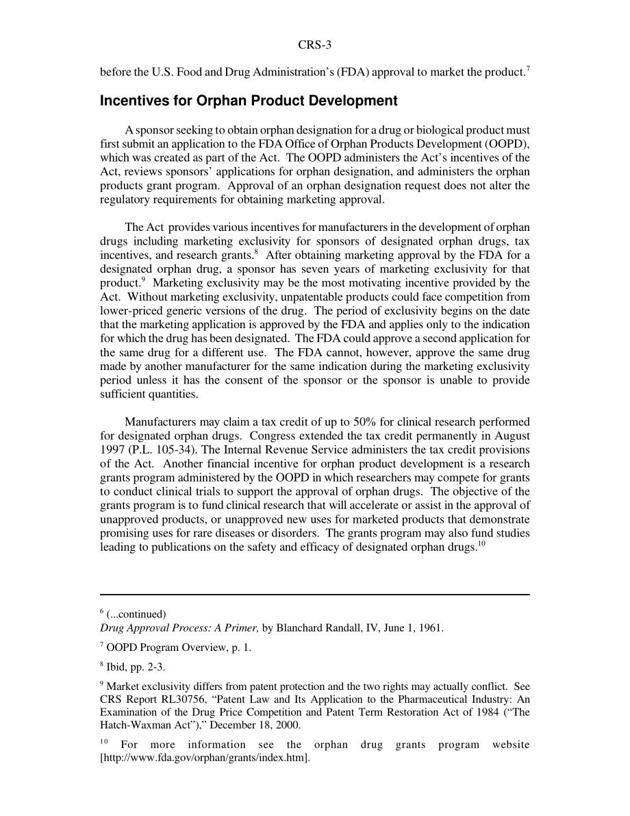 [20010725]RS20971_孤儿药物法案：第107届国会的背景和拟议立法.pdf_第3页