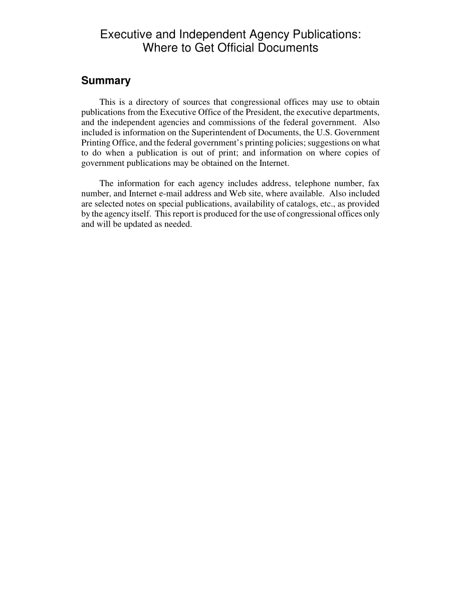 [20031210]RL30173_执行和独立机构出版物：哪里可以获得官方文件.pdf_第2页