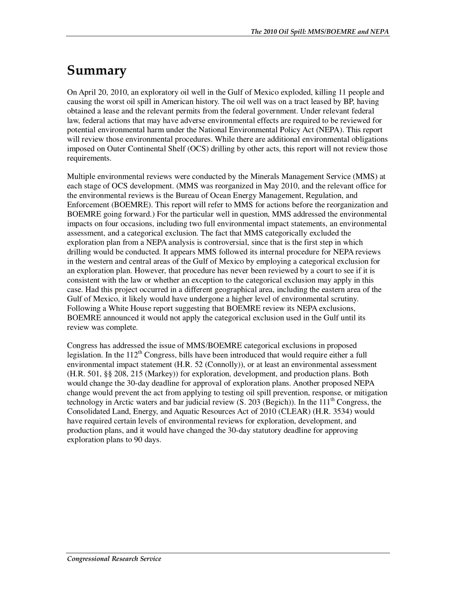 [20110302]R41265_2010年石油泄漏：MMSBOEMRE和NEPA.pdf_第2页