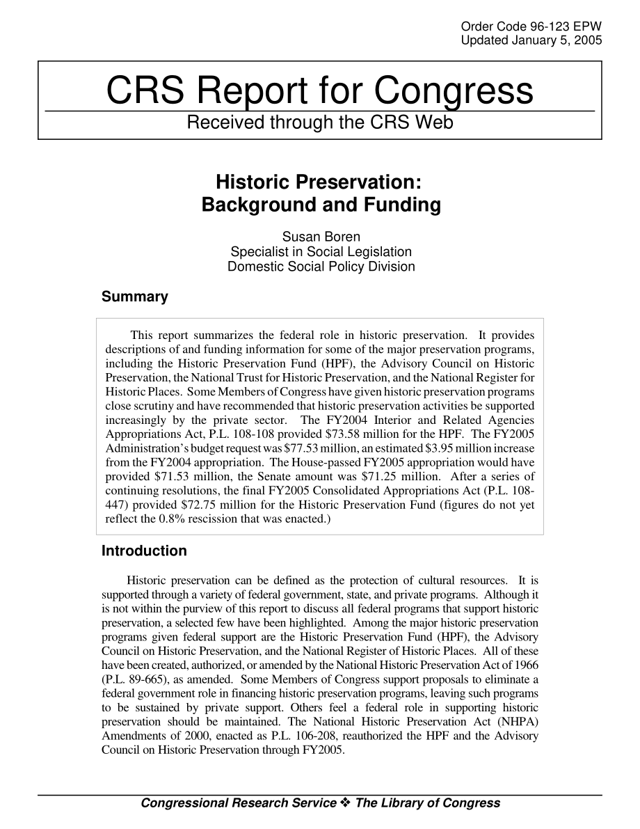 [20050105]96-123_历史保护：背景和资金.pdf_第1页