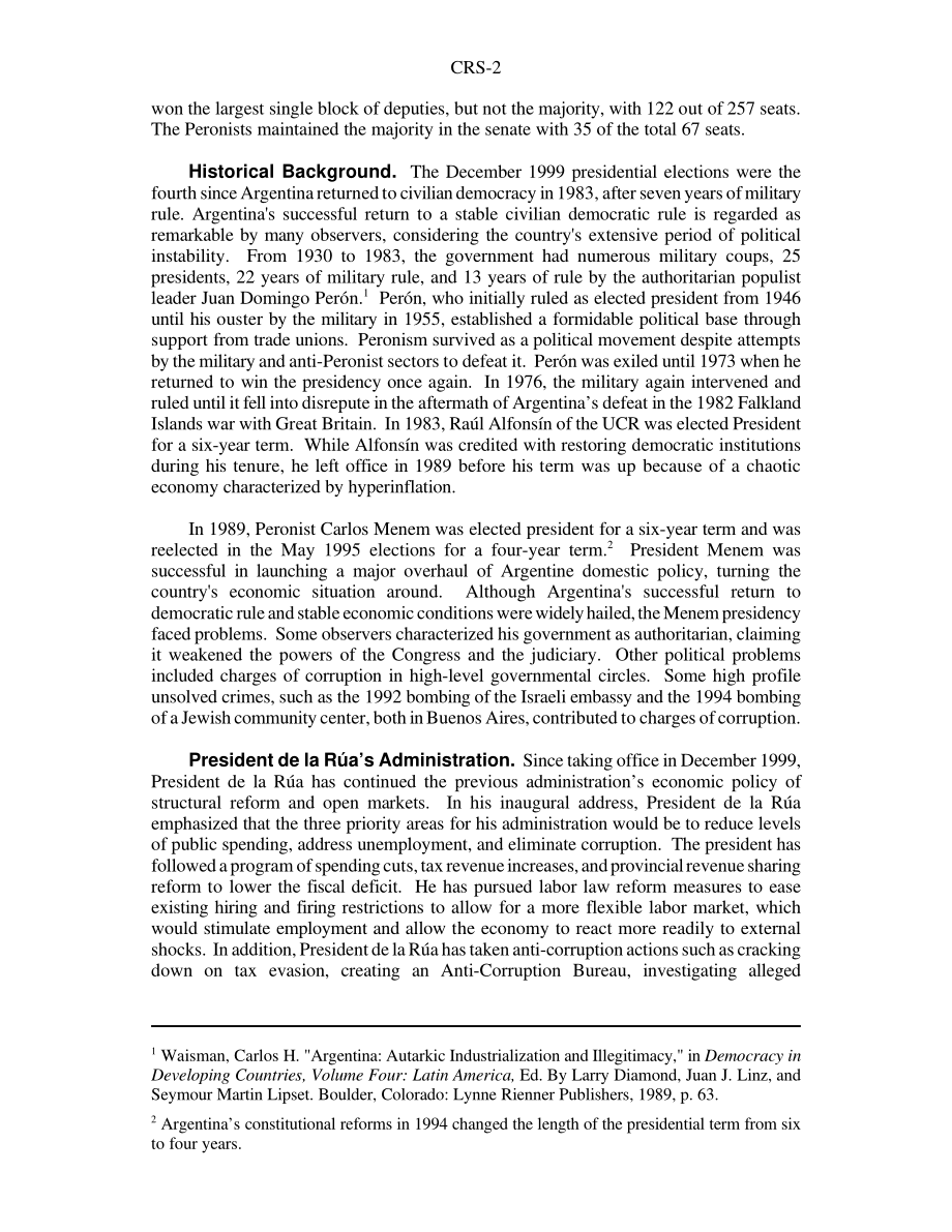 [20010112]RS20781_阿根廷：2000年的政治和经济状况以及与美国的关系.pdf_第2页