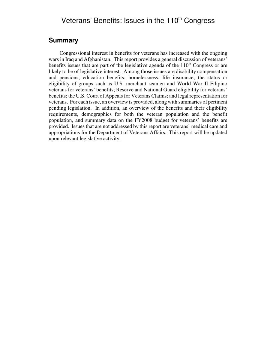 [20081016]RL33985_退伍军人福利：第110届国会议题.pdf_第2页