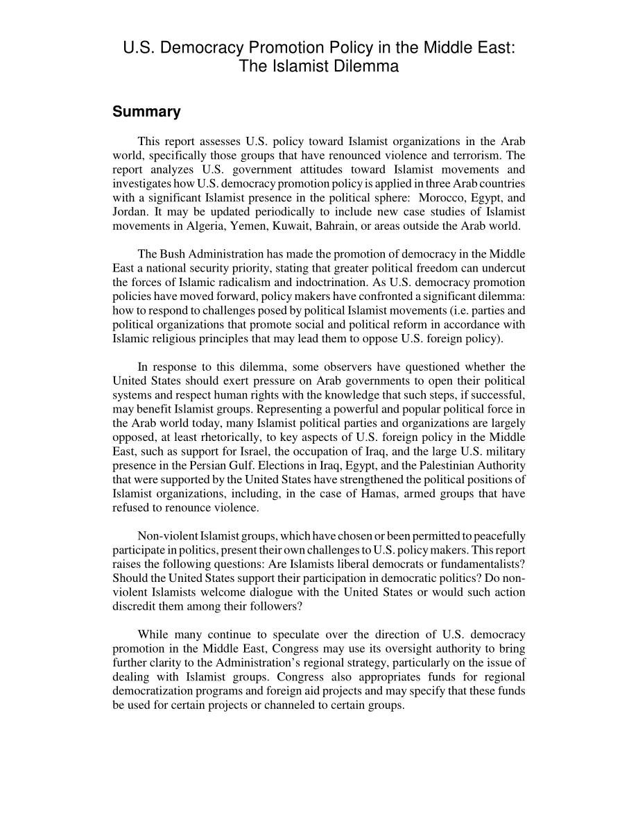 [20060615]RL33486_美国在中东的民主促进政策：伊斯兰困境.pdf_第2页