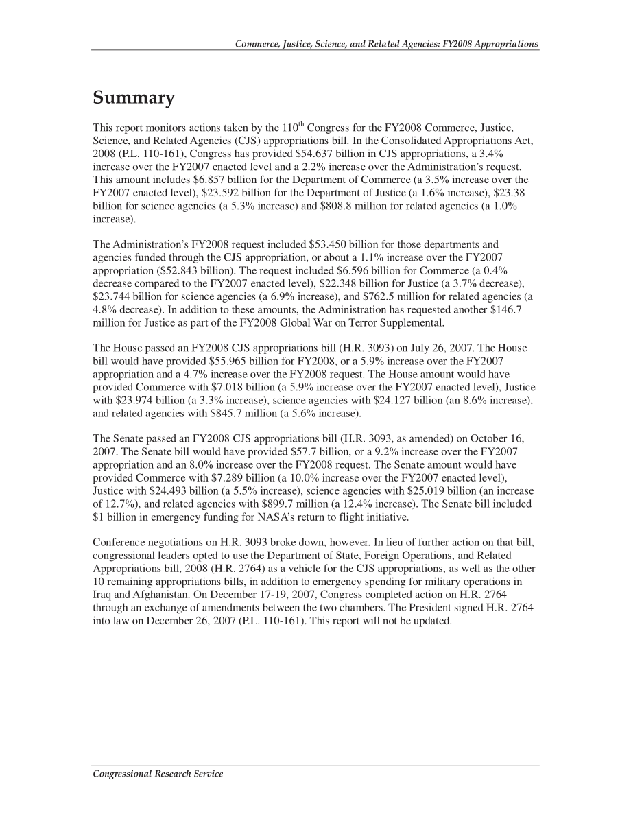 [20080317]RL34092_商业、司法、科学和相关机构：2008财年拨款.pdf_第2页