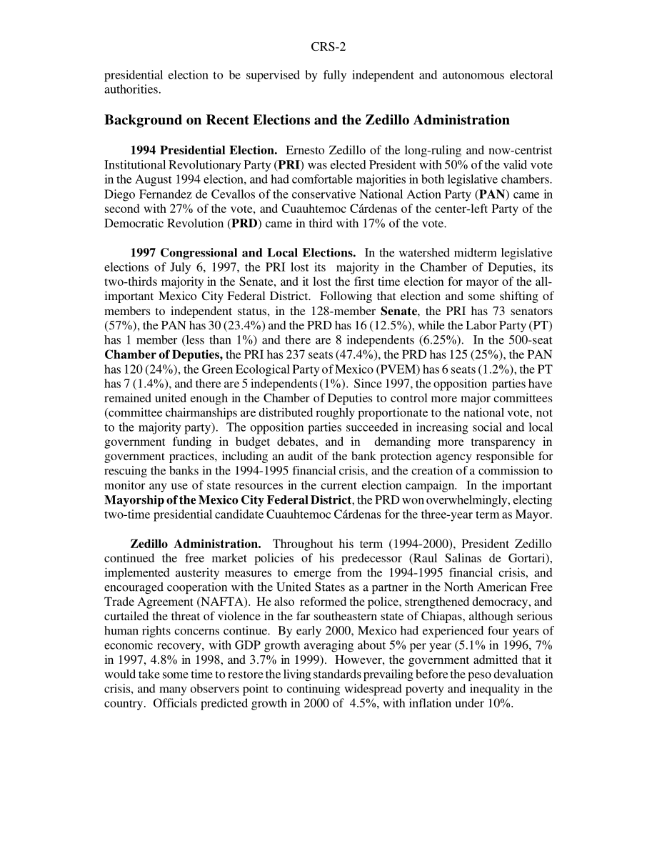 [20000928]RS20611_2000年7月2日墨西哥总统、立法和地方选举.pdf_第2页