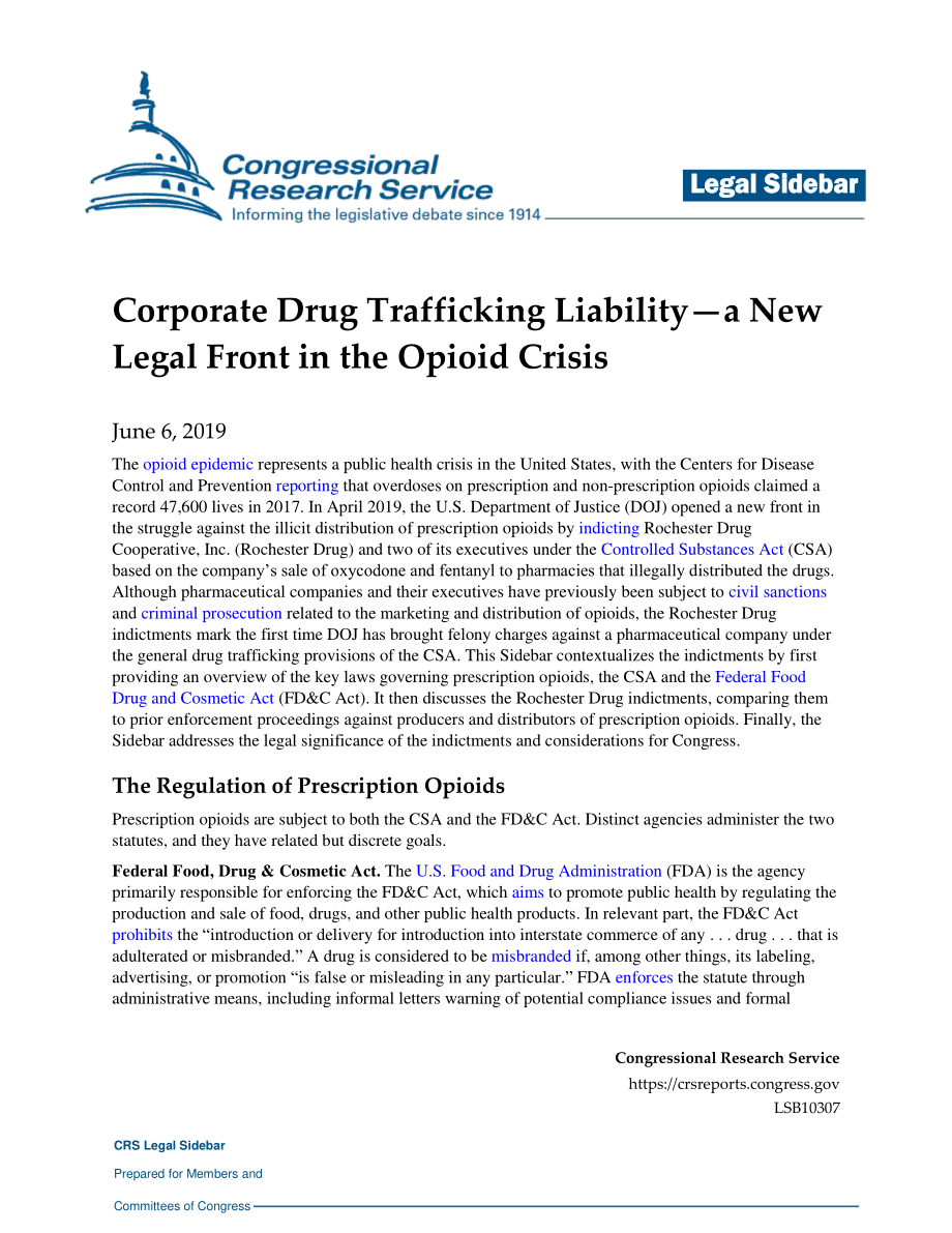 [20190606]LSB10307_公司贩毒责任——阿片危机中的新法律战线 .pdf_第1页