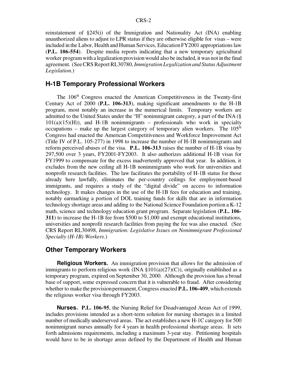[20010302]RS20836_第106届国会移民立法.pdf_第2页