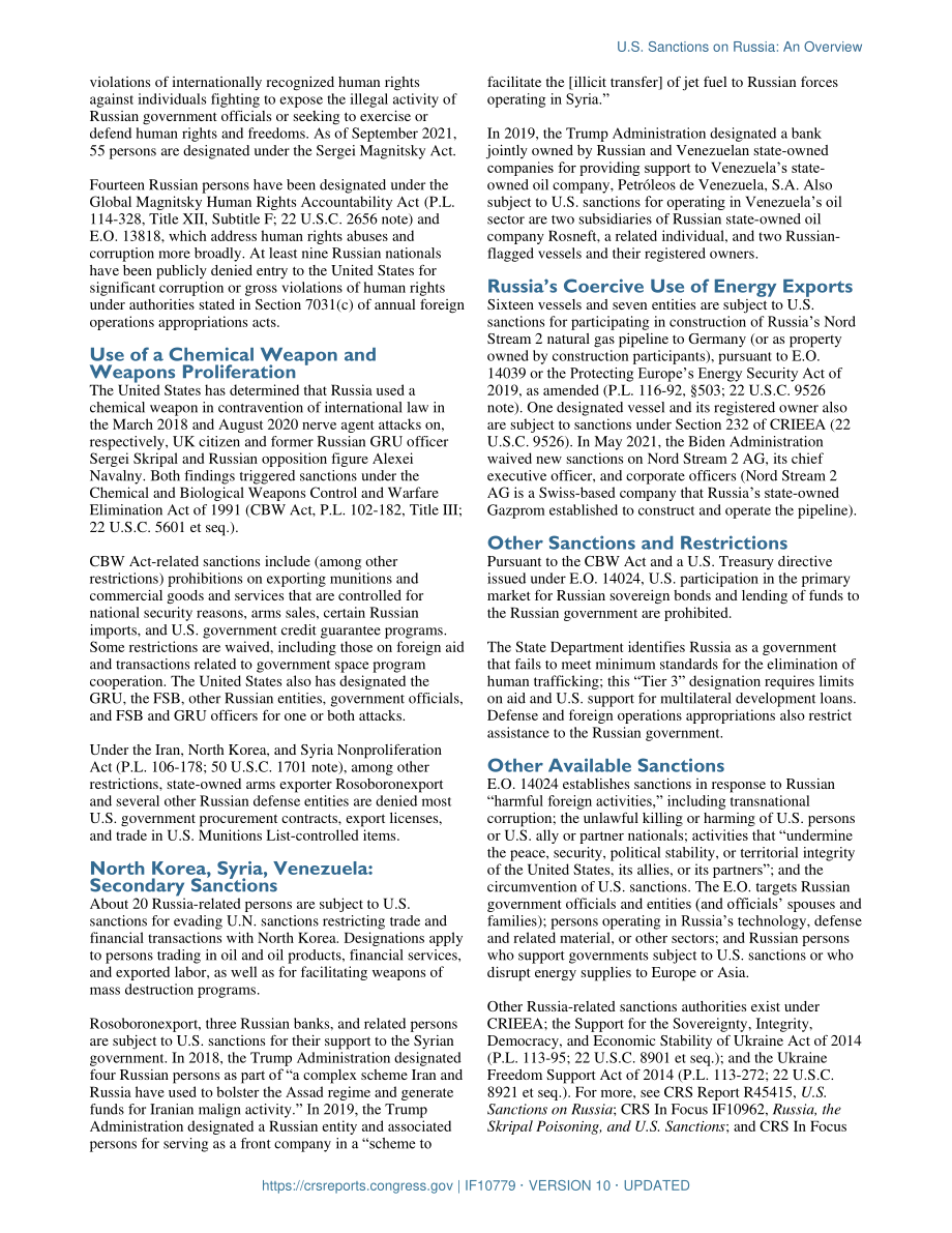 [20210901]IF10779_美国对俄罗斯的制裁：概述.pdf_第2页