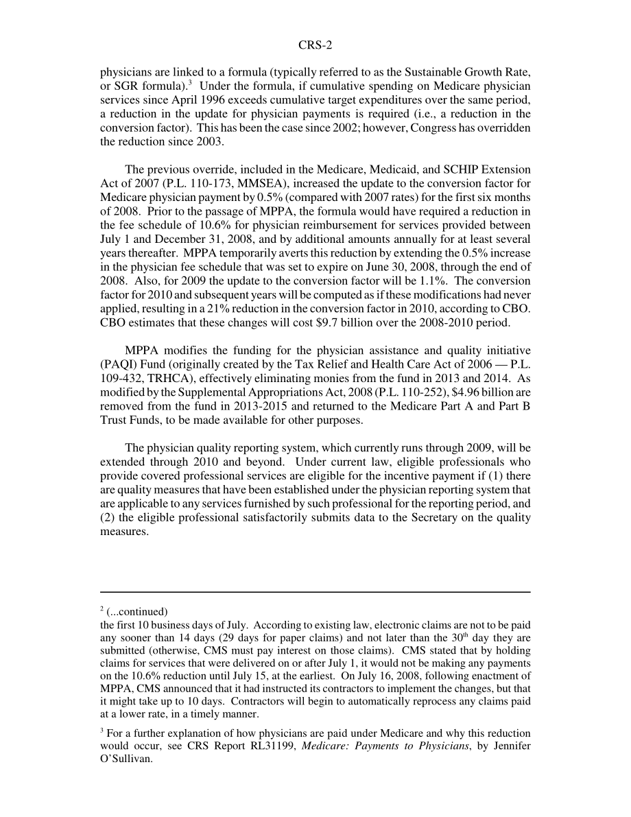 [20080717]RS22904_P.L.主要条款概述.110-275 2008年《患者和提供者医疗保险改善法案》.pdf_第2页