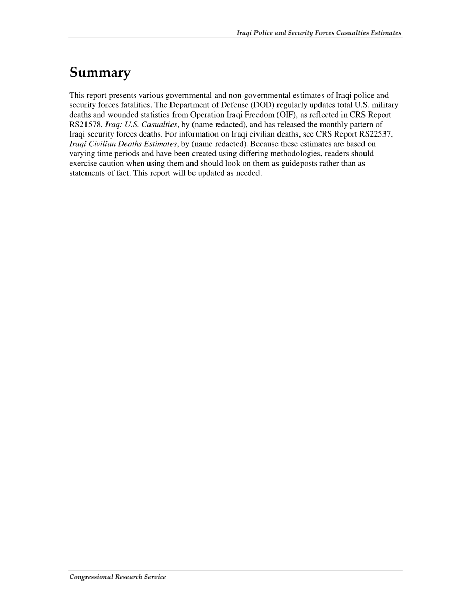 [20090107]RS22532_伊拉克警察和安全部队伤亡估计.pdf_第2页