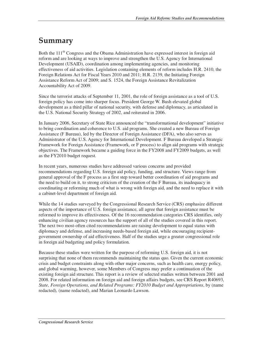 [20090728]R40102_对外援助改革：研究和建议.pdf_第2页
