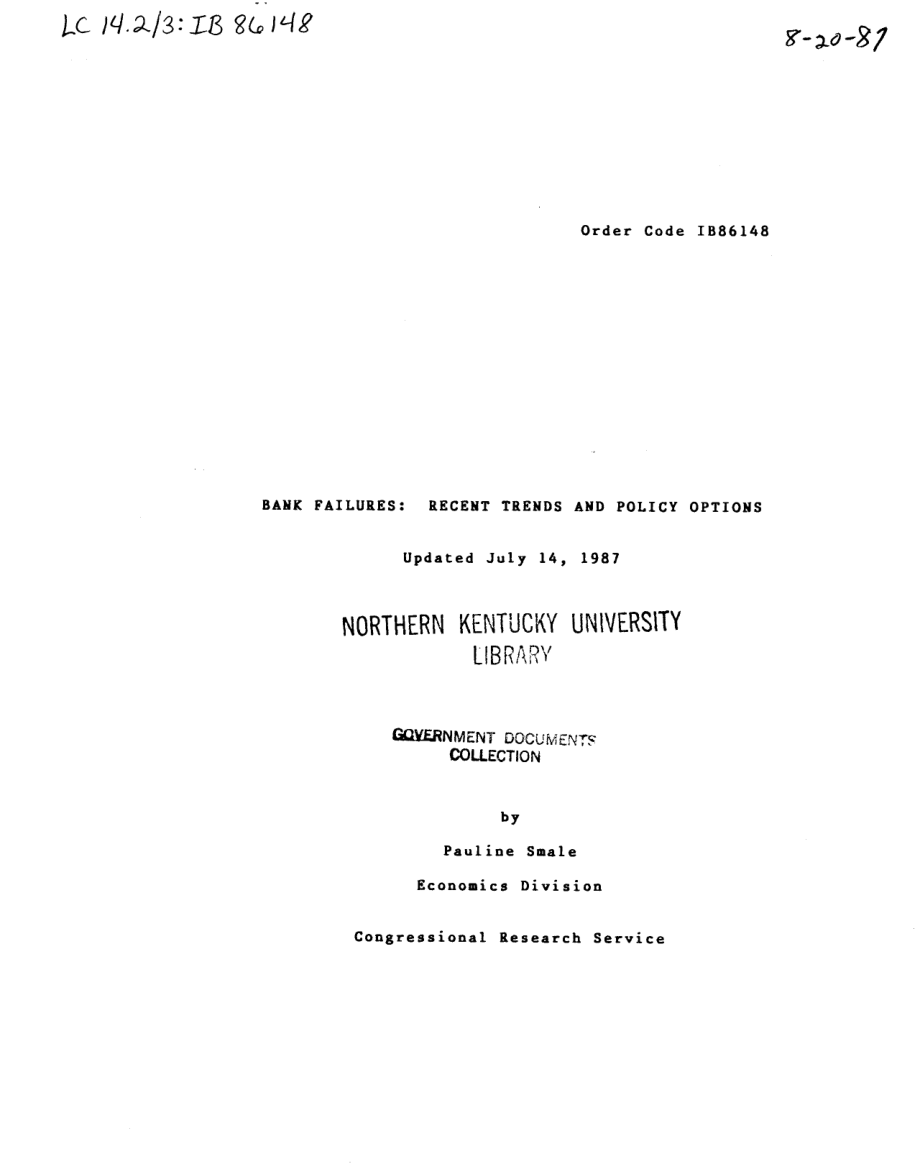 [19870714]IB86148_银行倒闭：近期趋势和政策选择.pdf_第1页