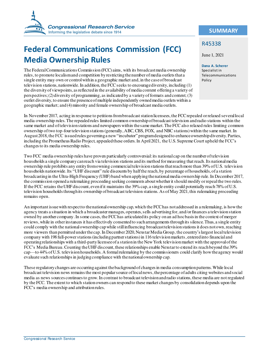 [20210601]R45338_联邦通信委员会（FCC）媒体所有权规则.pdf_第2页
