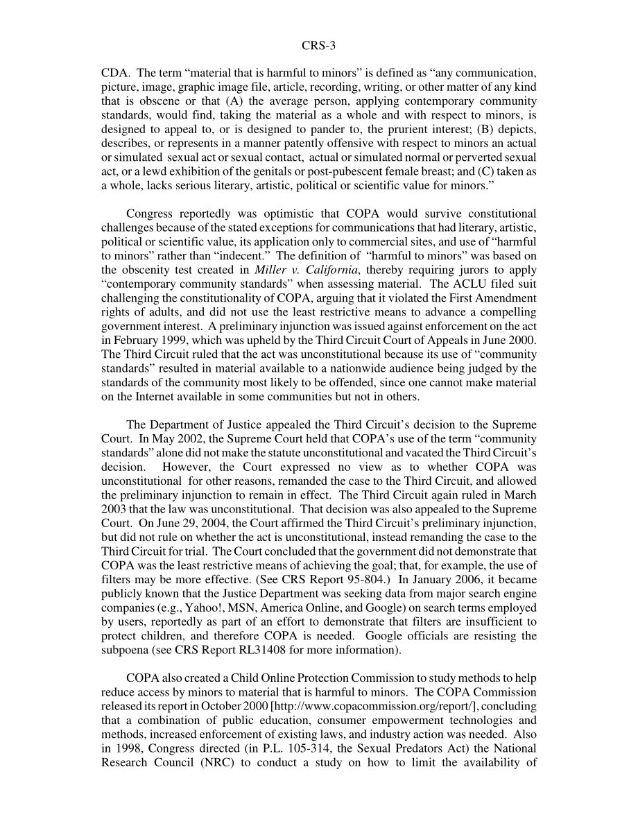 [20060130]RS21328_互联网：关于保护儿童免受网络上不合适材料侵害的立法尝试的现状报告.pdf_第3页