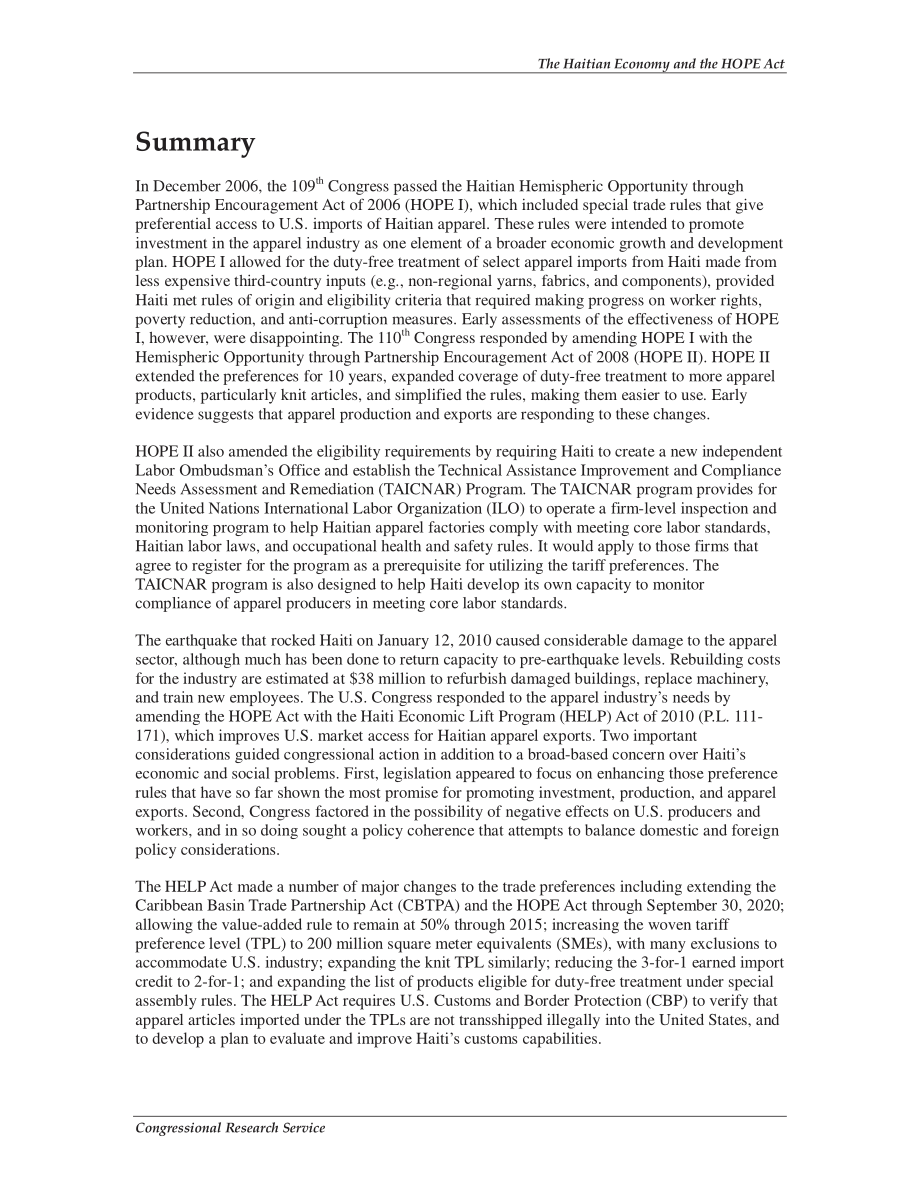 [20100624]RL34687_海地经济与希望法案.pdf_第2页