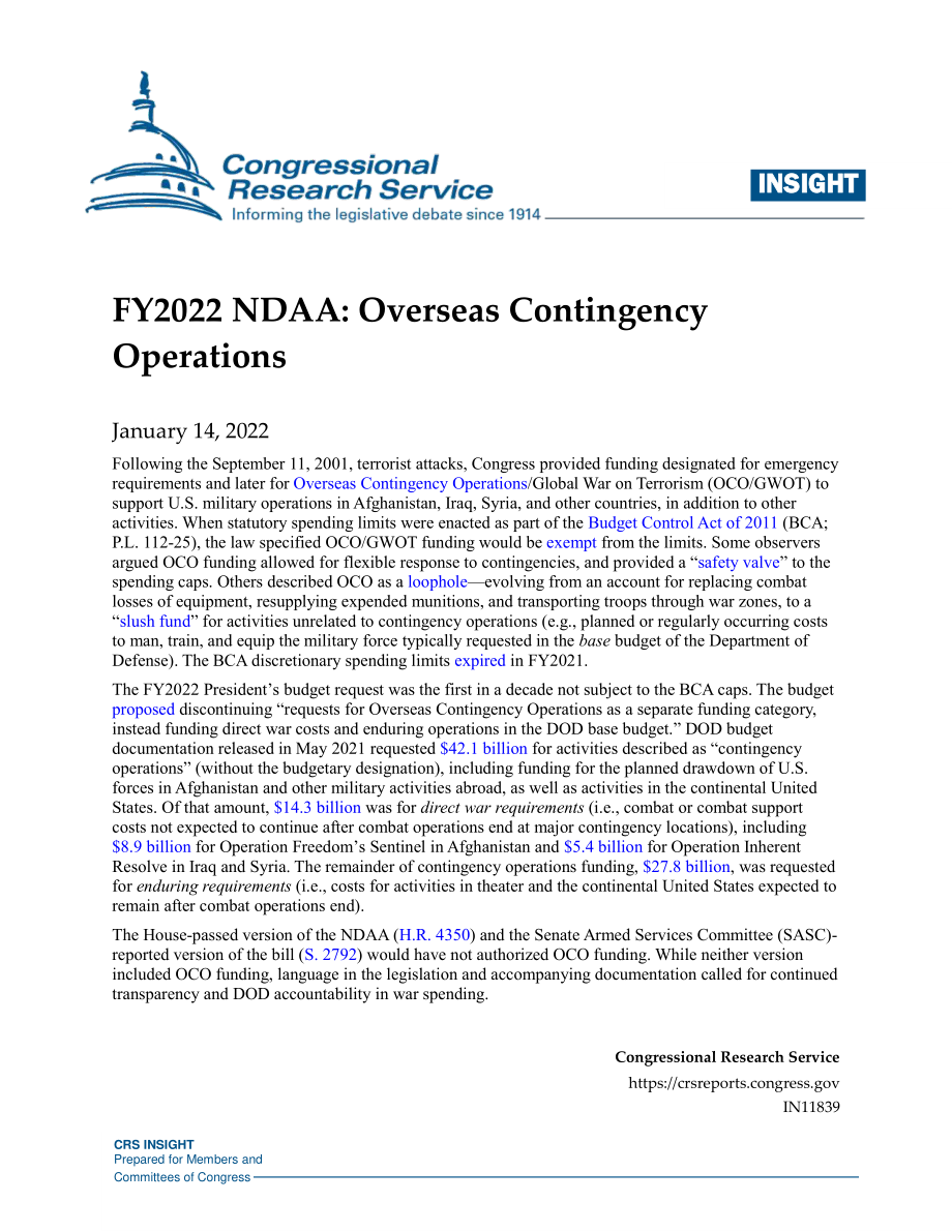 [20220114]IN11839_2022财年NDAA：海外应急行动.pdf_第1页