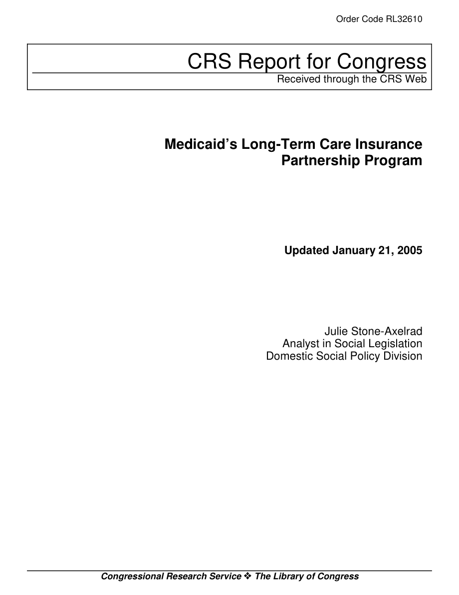 [20050121]RL32610_Medicaid的长期护理保险合作计划.pdf_第1页