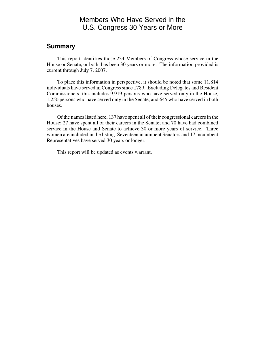 [20070707]RL30370_在美国国会任职30年或以上的成员.pdf_第2页