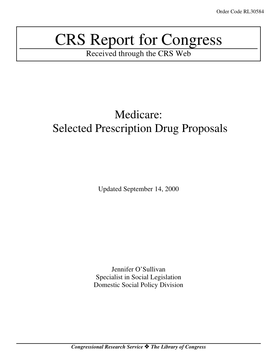 [20000914]RL30584_医疗保险：选定处方药提案.pdf_第1页