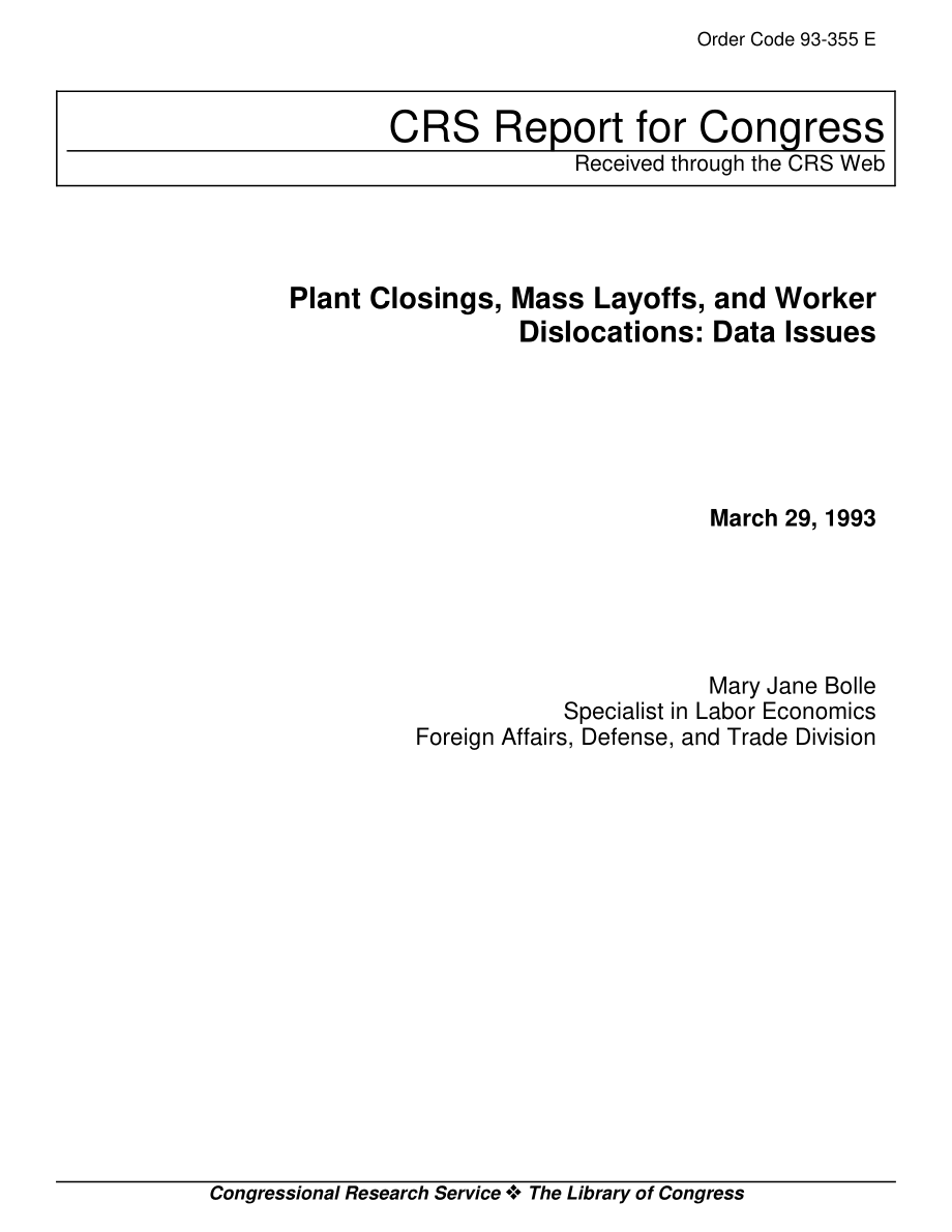 [19930329]93-355_工厂关闭、大规模裁员和工人失业：数据问题.pdf_第1页