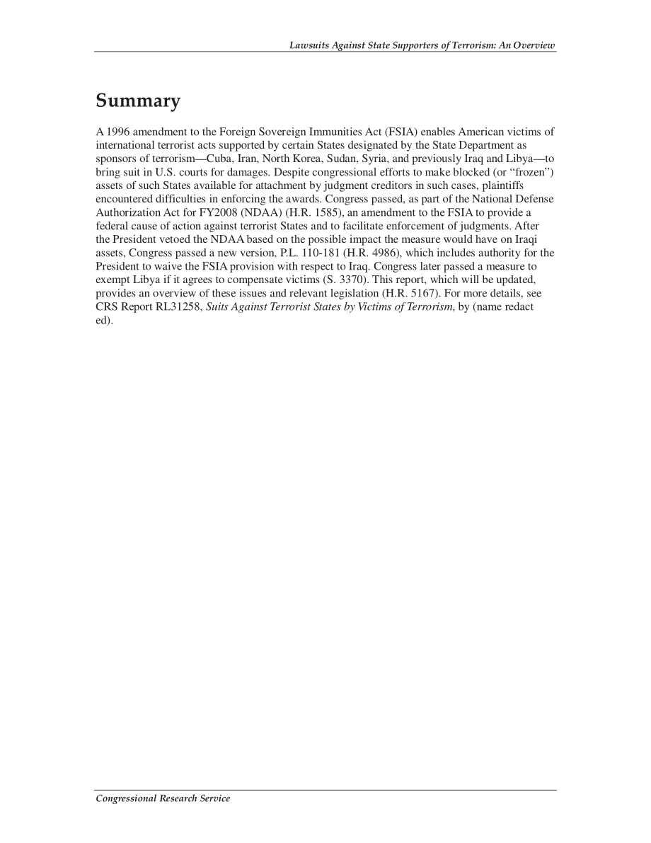 [20080807]RS22094_针对国家恐怖主义支持者的诉讼：概述.pdf_第2页